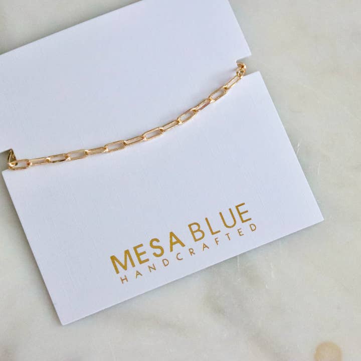 Mesa Blue - Wholesale Link & Chain Bracelet - Mini Paperclip Bracelet - Gold or Silver2