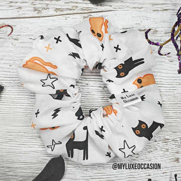 Elastico per Halloween a forma di gatto nero e arancione per la vendita all'ingrosso da parte di My Luxe Occasion