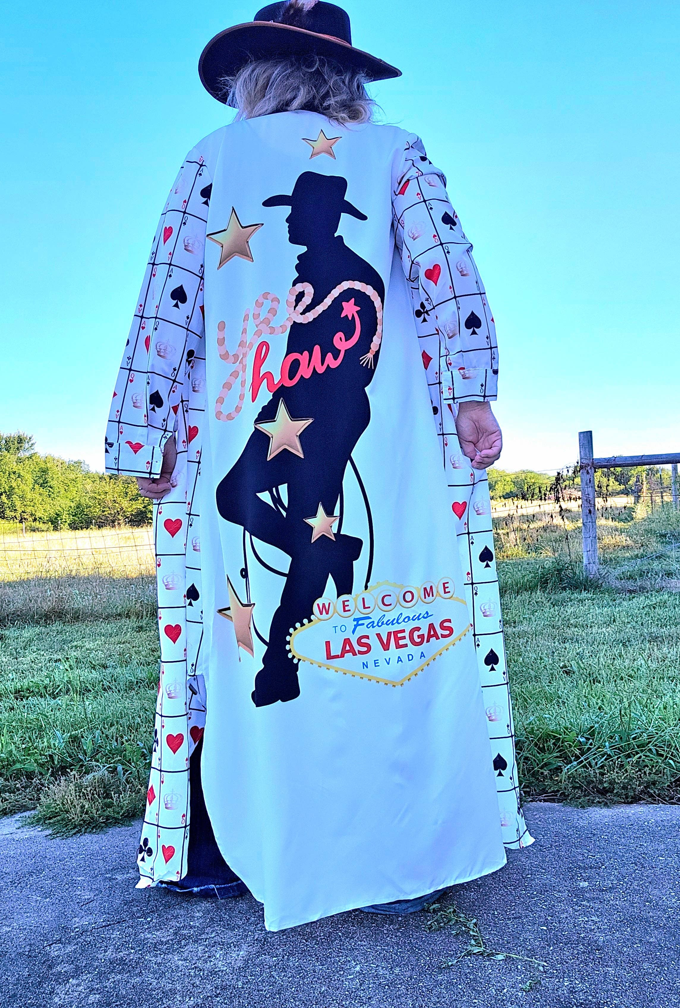 White Viva Las Vegas Rodeo Women's Western Duster Dress for wholesale on Faire5