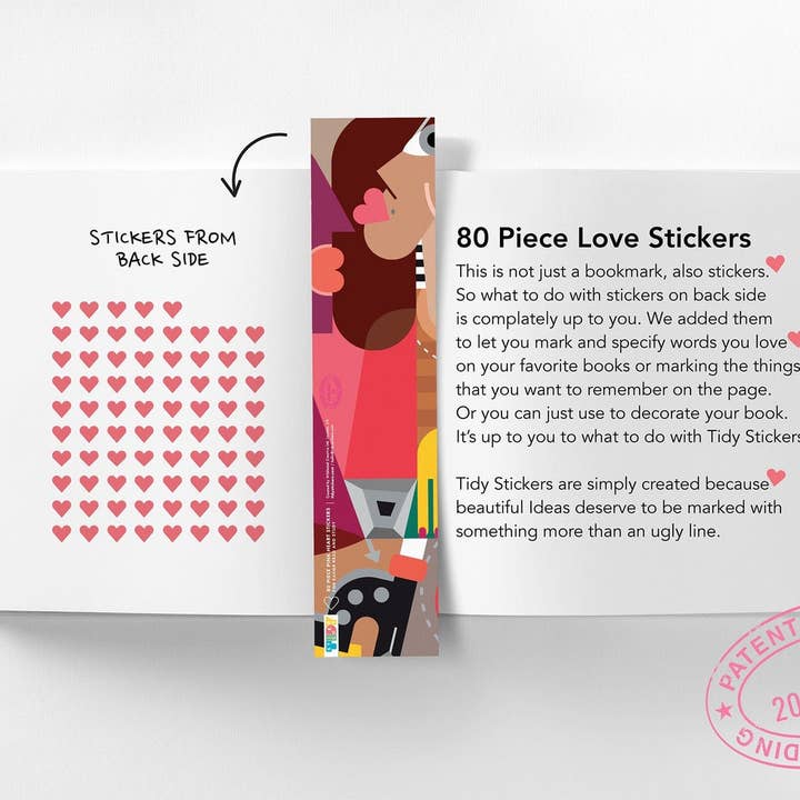 80 adesivi rosa sentiti aggiunti al segnalibro per la vendita all'ingrosso da parte di Tidy Stickers