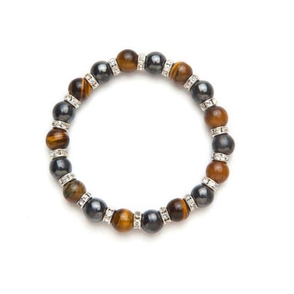 Magnetisches Armband mit Tigerauge und Kristallen für den Großhandel von Magnehealth