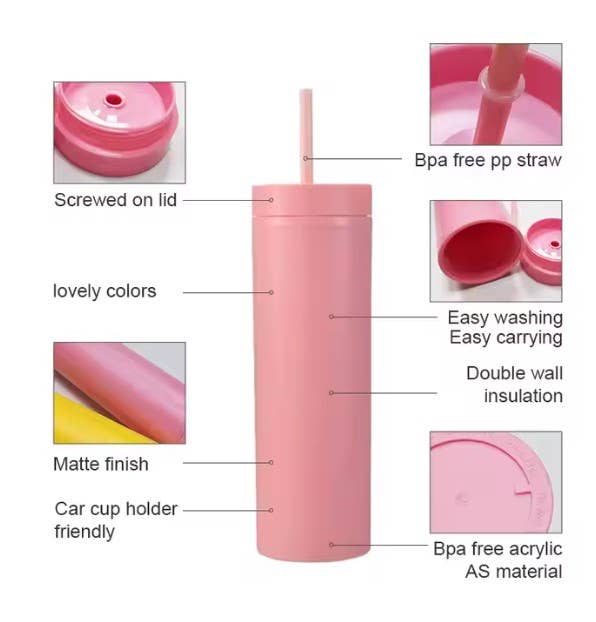 Stencil Art Canada - Wholesale Geïsoleerd drinkgerei - 16 oz. Dubbelwandige slanke acrylbeker2