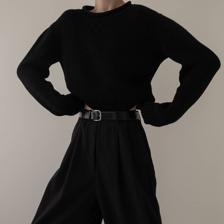 Mare Rolled Neck Sweater - Black for wholesale by LAUDE the Label