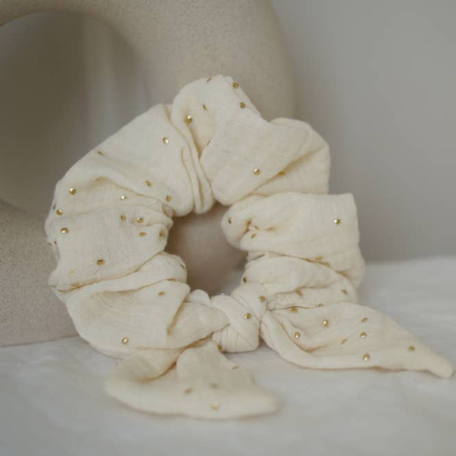 Ivy Ecru Bow Tie with Golden Dots for wholesale by Bohomane