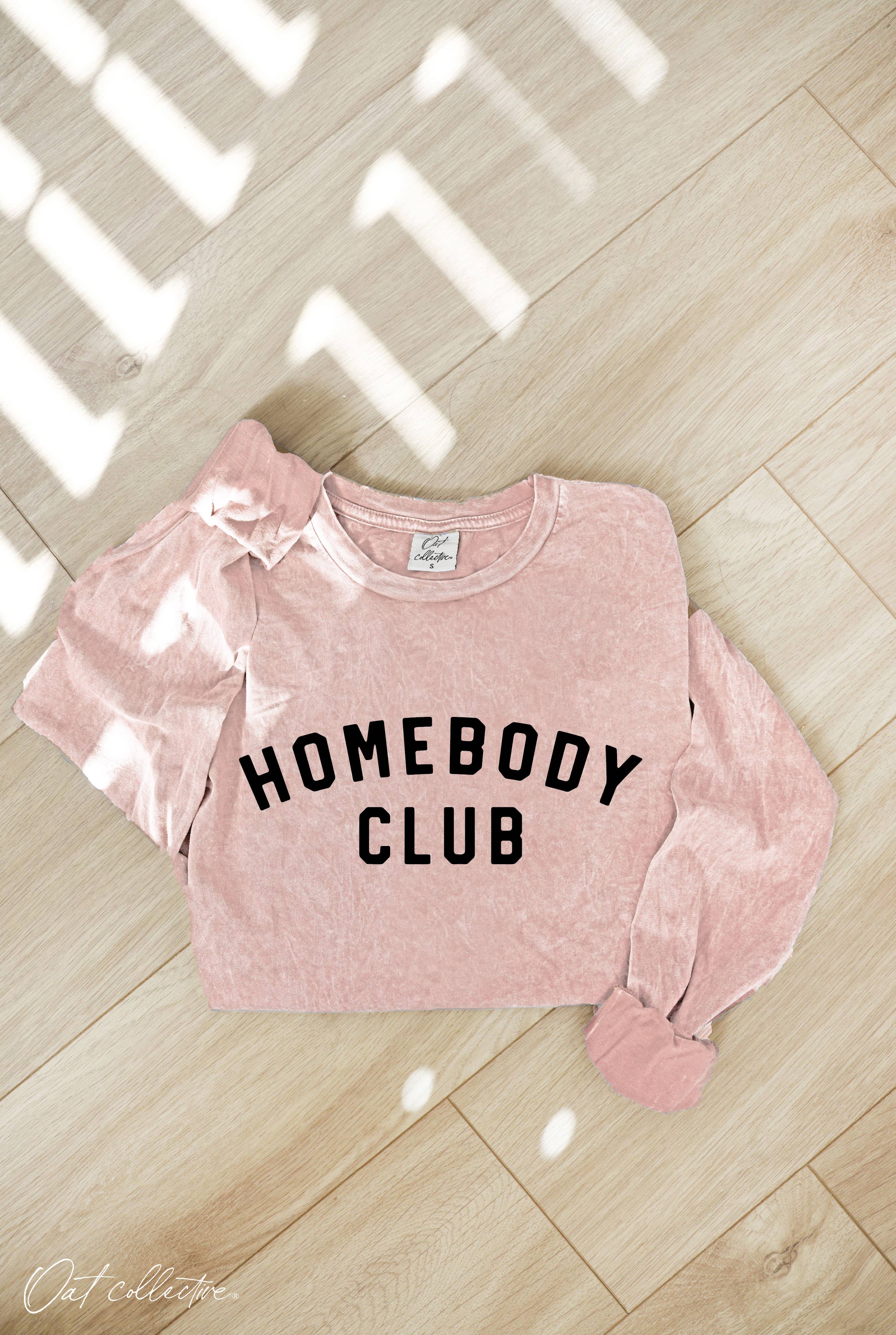OAT COLLECTIVE - Wholesale Screen Printed T-Shirt - Women's - HOMEBODY CLUB Mineral Washed Long Sleeve Graphic 5