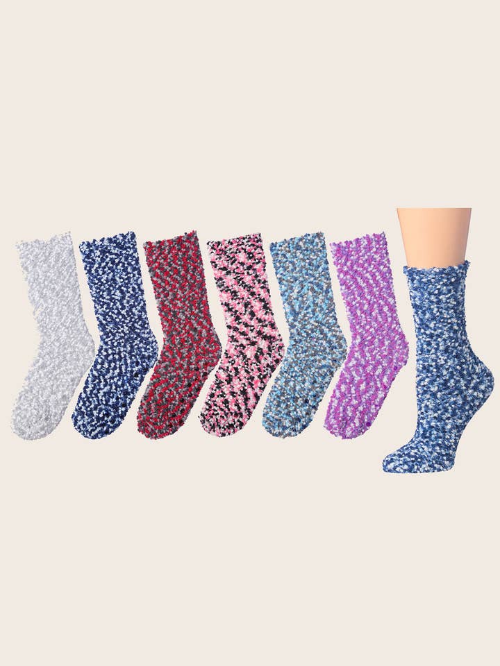 Tipi Toe Women Soft Bubble Slub Fuzzy Crew Socks for wholesale by Isadora, Tipi toe, & James Fiallo