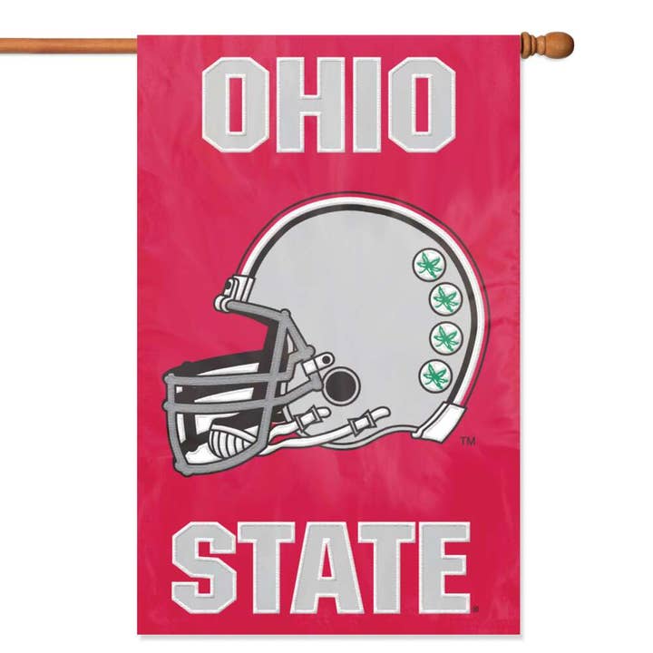 Ohio State Buckeyes Helmet Applique Banner Flag for wholesale by Party Animal, Inc.