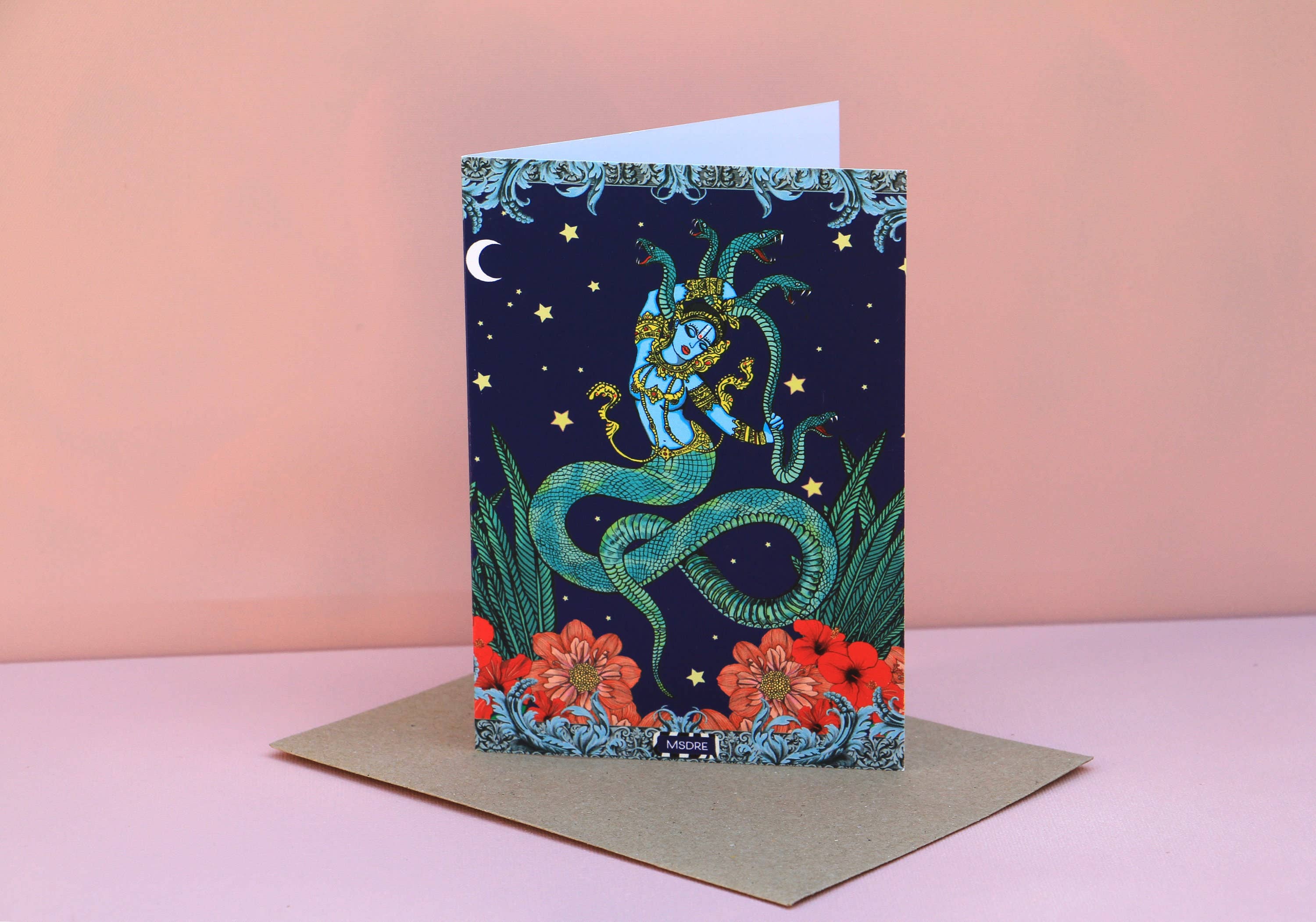 Msdre - Vente Carte de vœux classique - Carte de vœux Madre de la déesse du serpent Naga imprimée au format A61