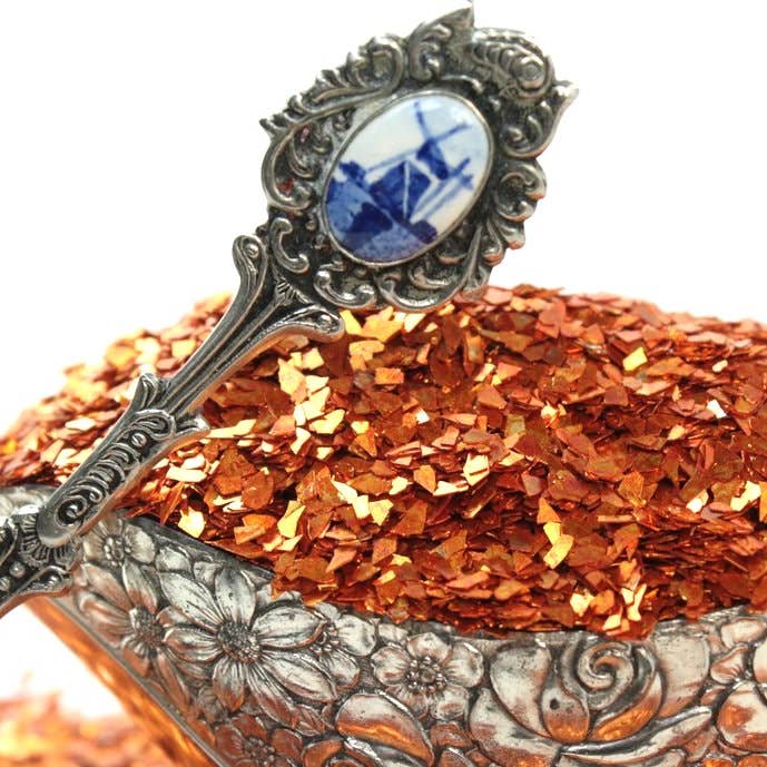 Alaranjado Glitter de Vidro Alemão Laranja - Glitter Real Super Shard para venda a revendedores na Faire4