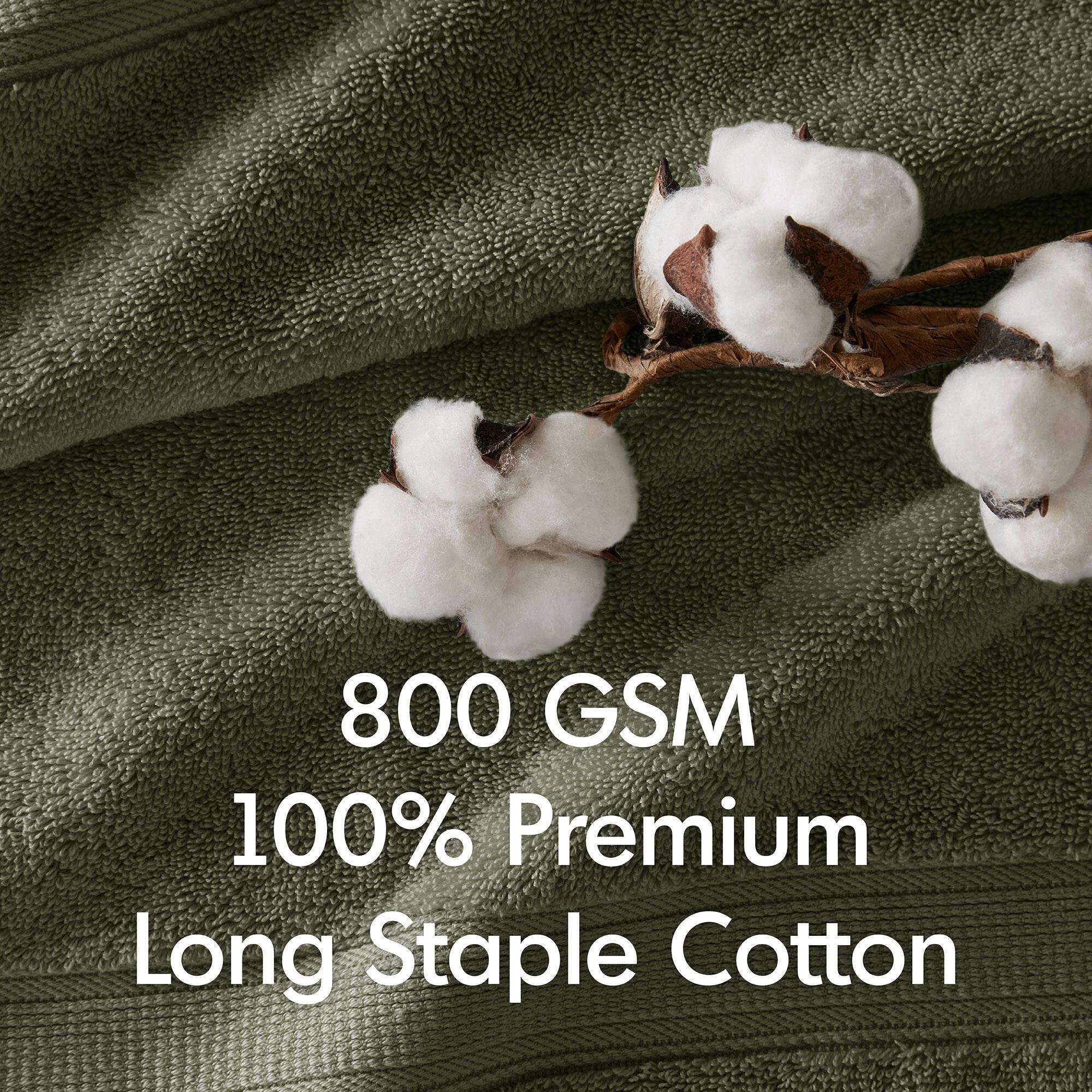 Olliix - Wholesale Bath Towel - 8-Piece 800gsm Cotton Absorbent Towel Set, Olive Green6