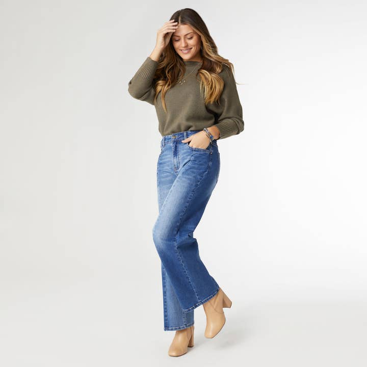 Medium Denim EverStretch Wide Leg Dual Wash for wholesale on Faire