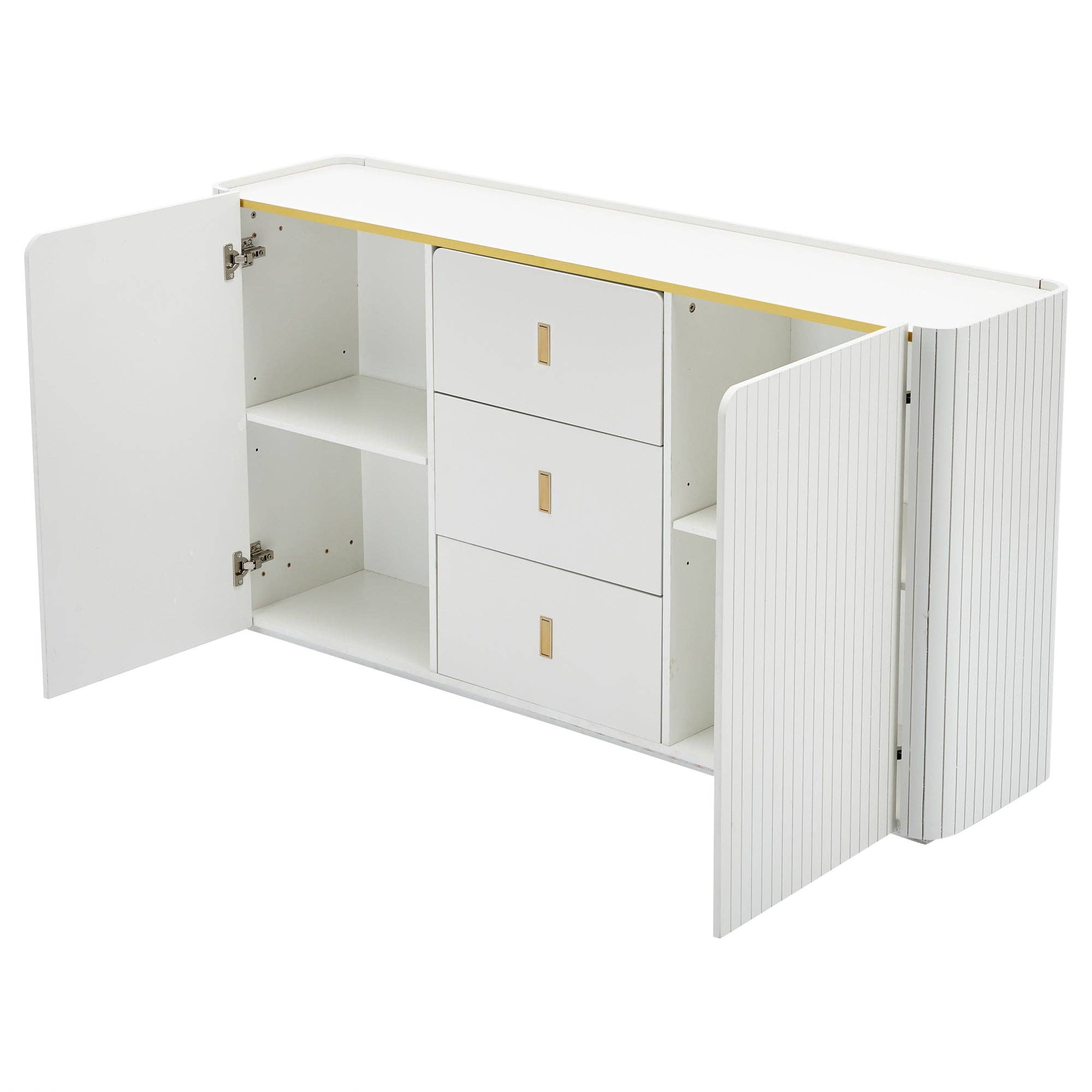 Urban Meuble – Aparador por atacado – Buffet branco elegante 2 portas, 2 gavetas com iluminação LED 150*35*80cm KRAUDREL27