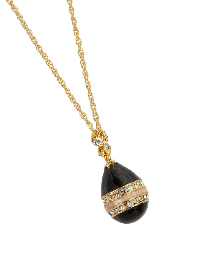 Black & Gold Egg Pendant Necklace for wholesale by Keren Kopal