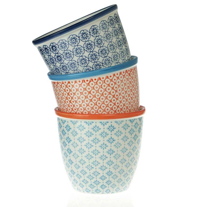 Rinkit Ltd - Wholesale Plant Pot - Nicola Spring Patterned Garden Plant Pot - Orange and Blue3