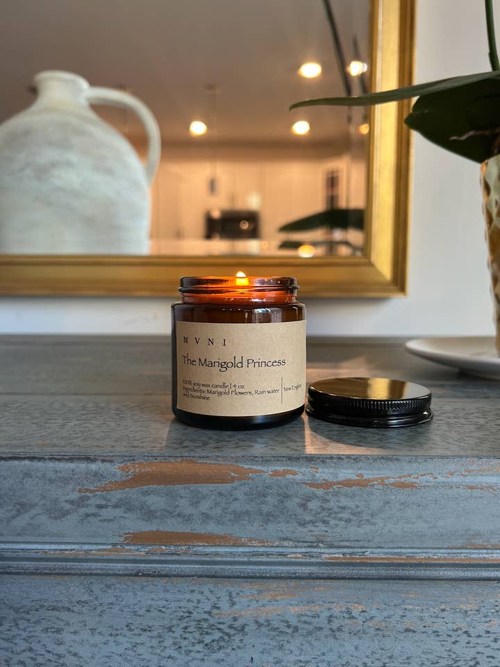 The Marigold Princess Soy Candle 4 oz for wholesale by Fairylore