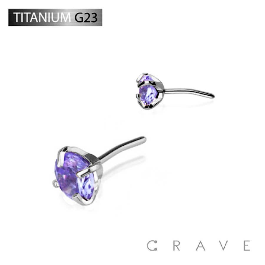CRAVE - Wholesale Face/Body Chain - TITANIUM THREADLES PUSH IN CZ PRONG SET TOP PART8