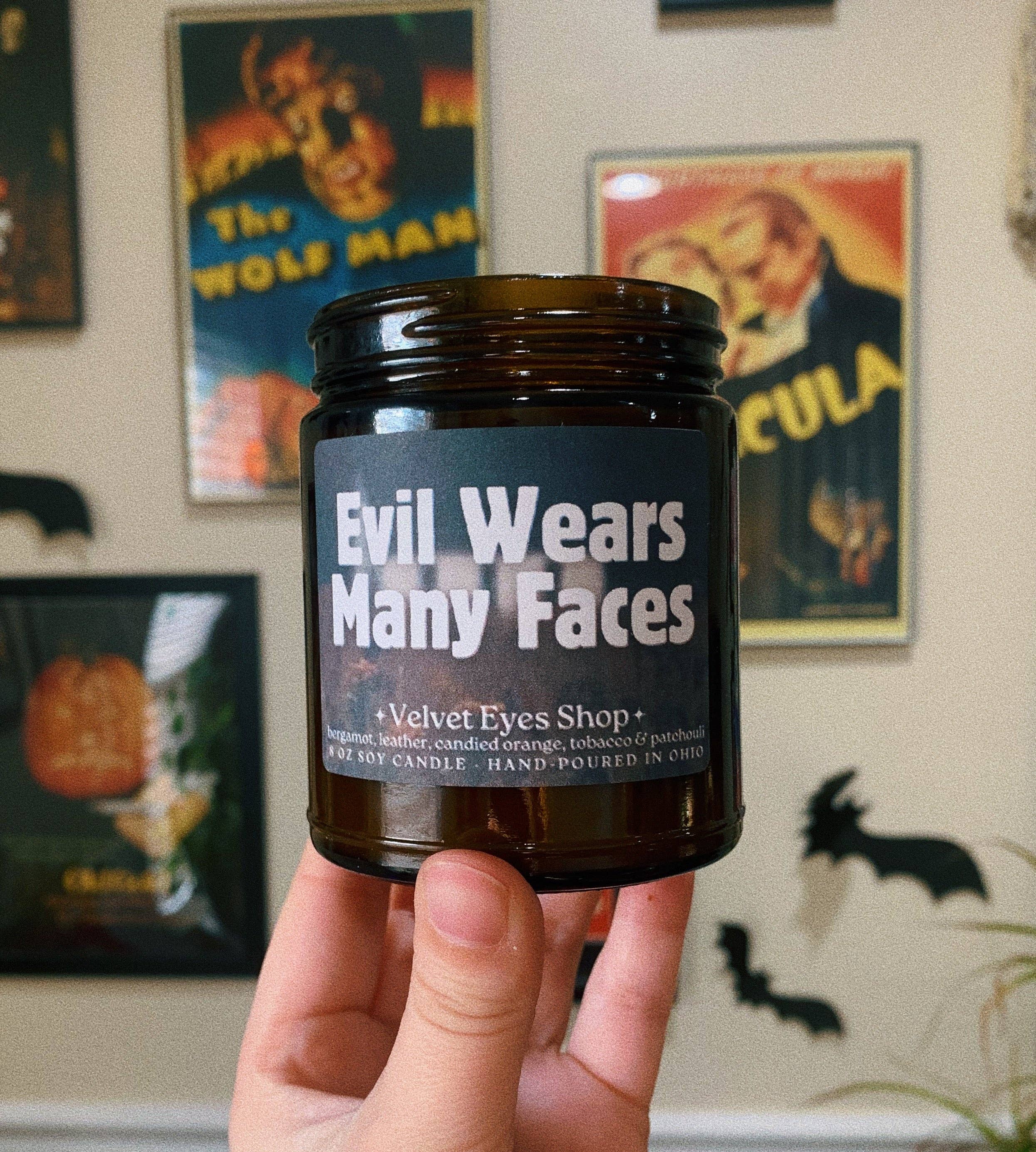 Velvet Eyes Shop - Wholesale Jar/Filled Candle - Evil Wears Many Faces Candle - Texas Chainsaw Massacre Inspired0