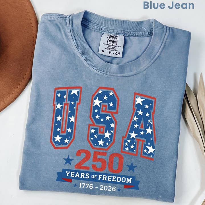 Comfort Colors Grattis på 250-årsdagen USA T-shirt Amerika 250-årsdagen för wholesale av Teedico
