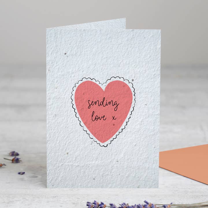Sending Love Plantable Seed Card for wholesale by Purcell-Green Studios