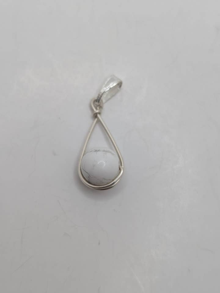 Howlite Teardrop Sterling Silver Pendant for wholesale by Moonbeam Healing