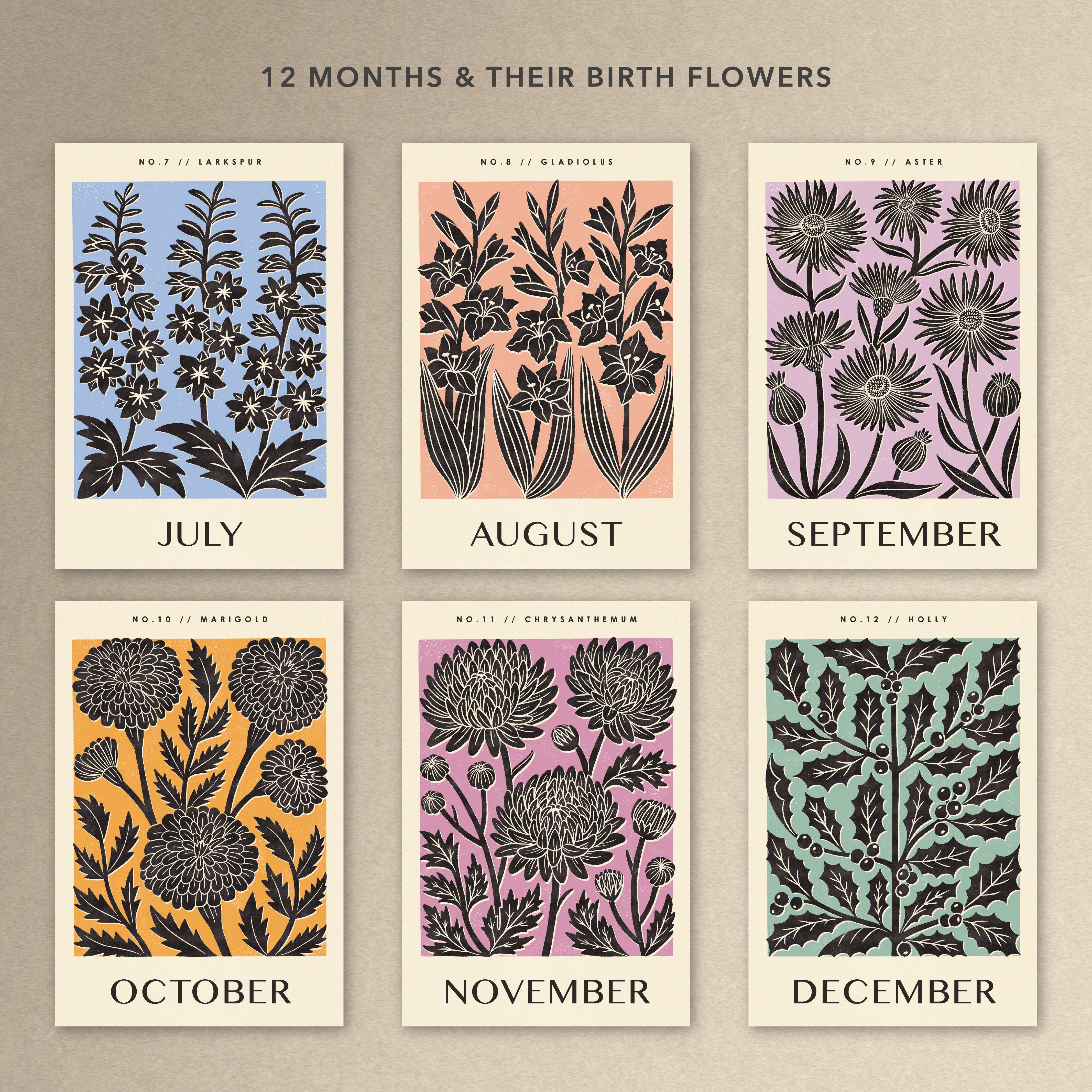 Bird & Co Studio - Wholesale Calendar - Birth Flower Perpetual Birthday Wall Calendar - Slim4