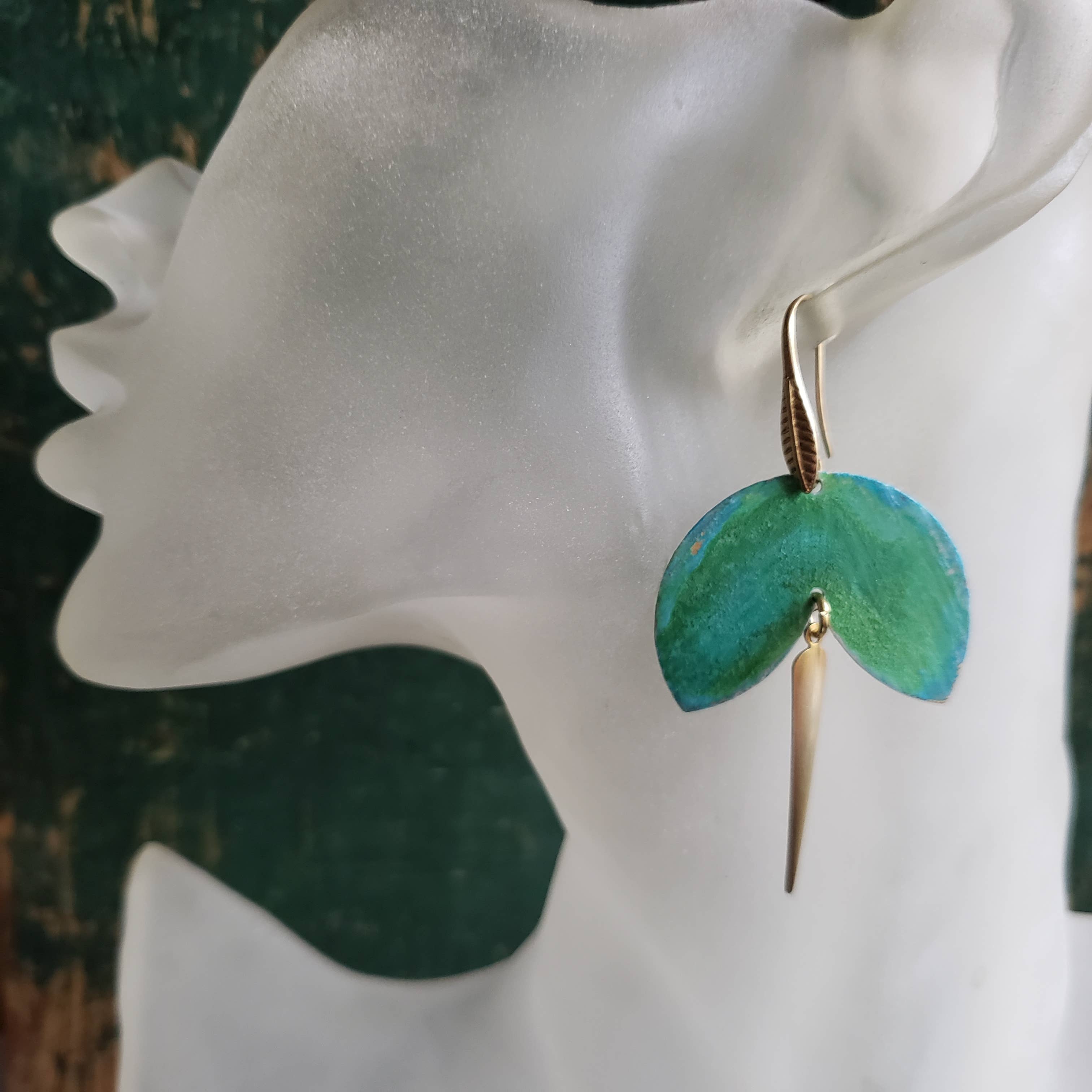 Verdilune - Wholesale Dangle Earrings - Verdigris Patina Petal Drop Earrings1