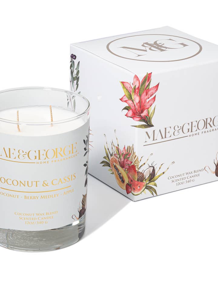 Coconut & Cassis | Long Lasting Double Wick Candles for wholesale by Mae & George Home Fragrances | Luxury Candles