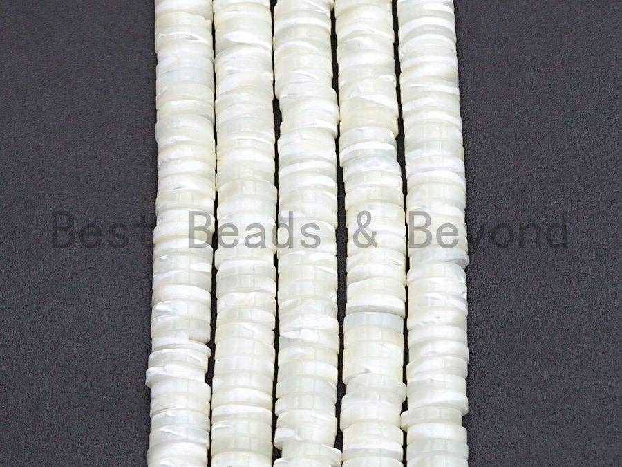 BestBeads&Beyond - Wholesale Beads - Quality Natural Mother of Pearl Heishi beads, Mother of pearl, Pearl beads, White Heishi Beads, 2.5x4mm/2.5x6mm/2.5x8mm, sku#T1171