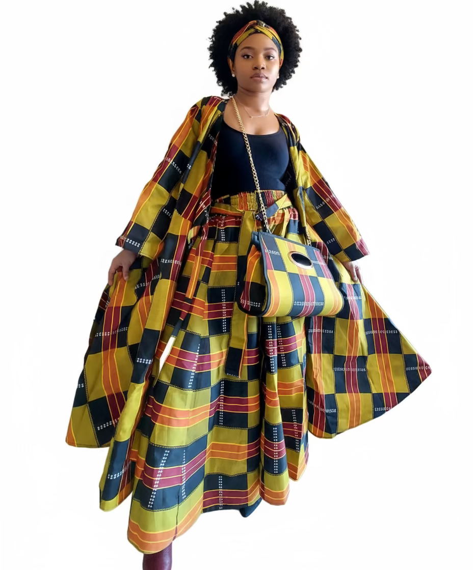 India Batik - Wholesale Dress - Women's - 3pcs Set Maxi Skirt Pocketbook wrap Dress H4