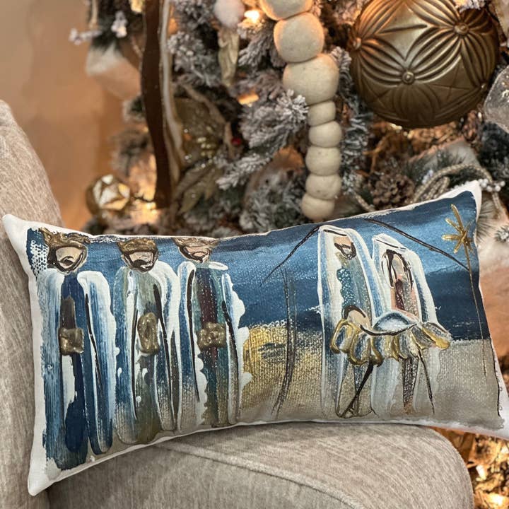 GA Blue Nativity Lumbar for wholesale by Southern Cotton Mill