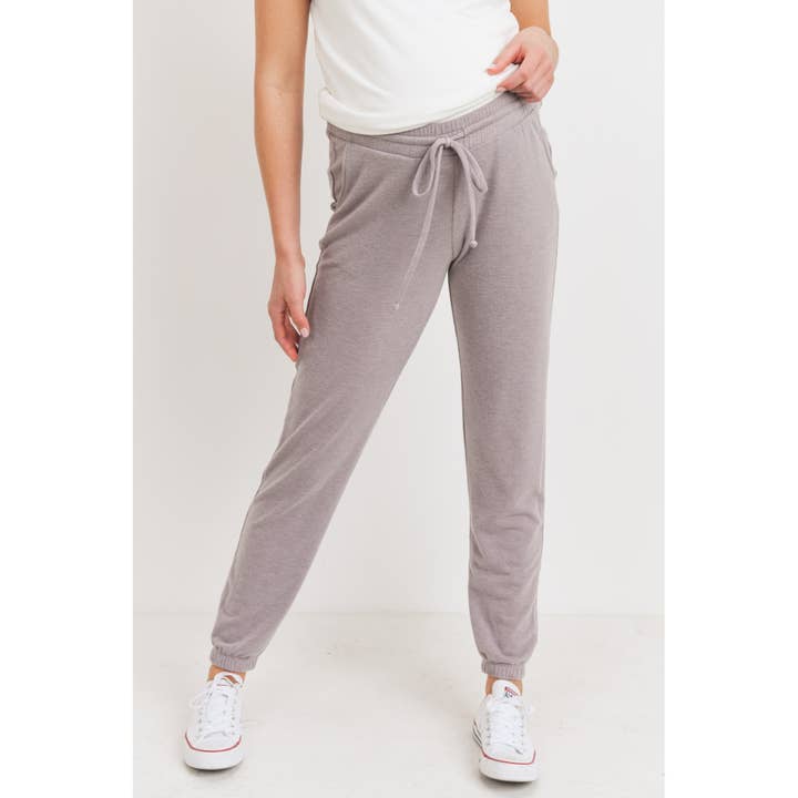 Borstad stickad loungebyxor för gravida kvinnor över magen för wholesale av Hello Miz