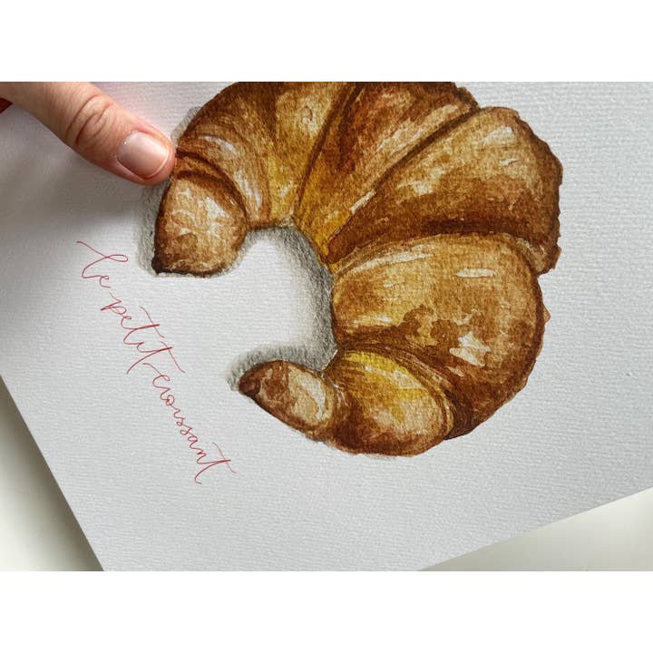 Moragn Harris Design - Wholesale Art Print - Watercolor Croissant Painting
