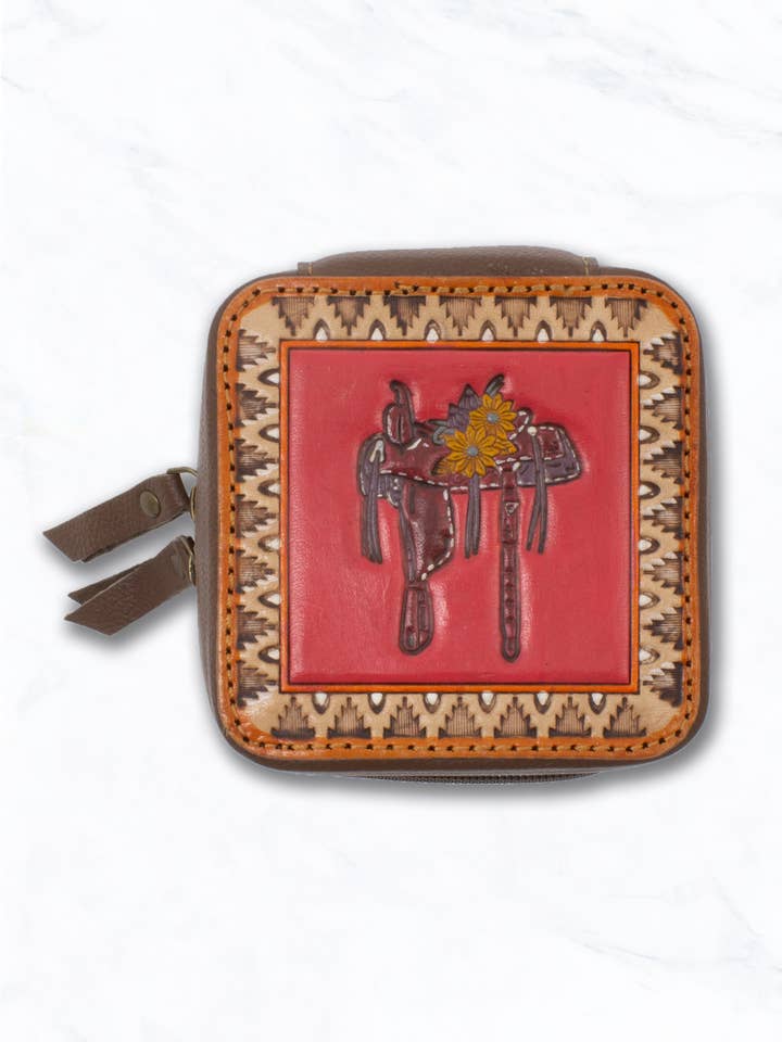 Äkta läder sadelväska smyckesresväska för wholesale av Suzie Q USA