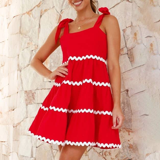 HIDDENBRAND - Wholesale Dress - Women's - Casual halter pleated backless flowy A-line dress