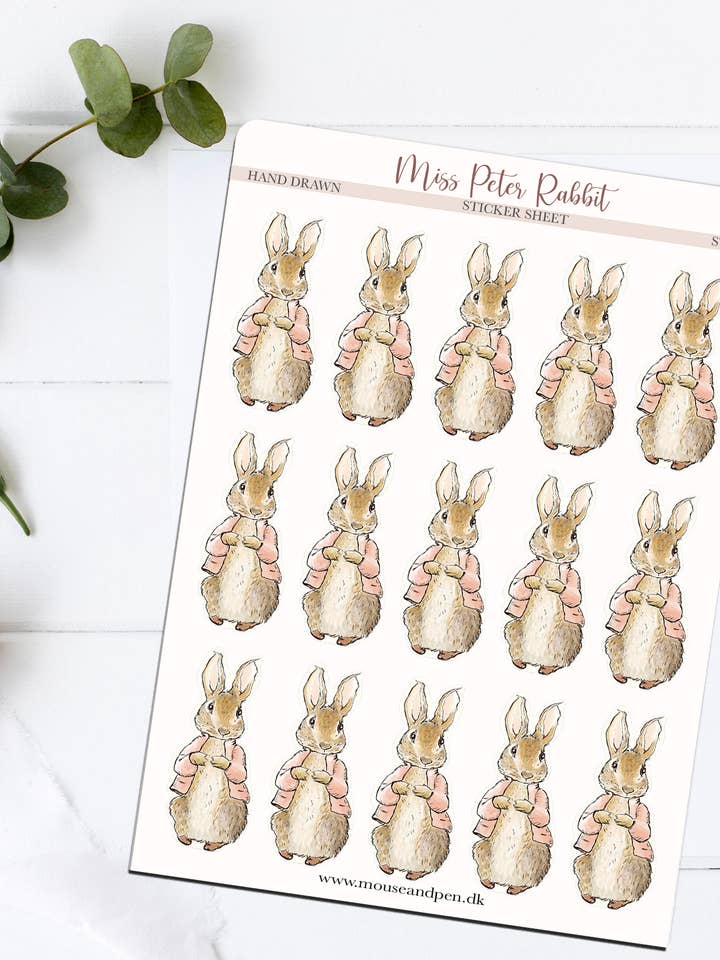 Mevrouw Peter Konijn - Stickervel voor wholesale door Mouse and Pen Illustration ApS