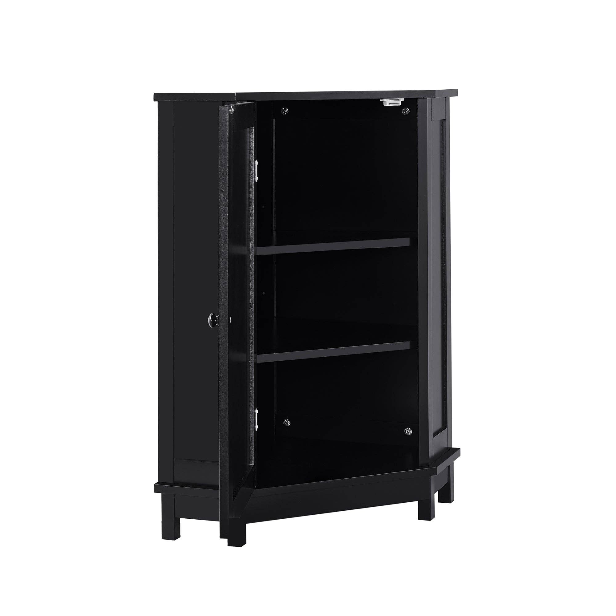 Orange County Decor - Wholesale Cabinet - Black Bathroom Cabinet Triangle Corner Storage Cabinet With Adjustable Shelf Modern Style Mdf Board Black Mdf19