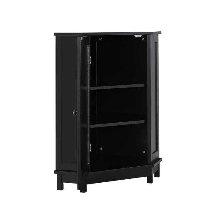 Orange County Decor - Wholesale Cabinet - Black Bathroom Cabinet Triangle Corner Storage Cabinet With Adjustable Shelf Modern Style Mdf Board Black Mdf19