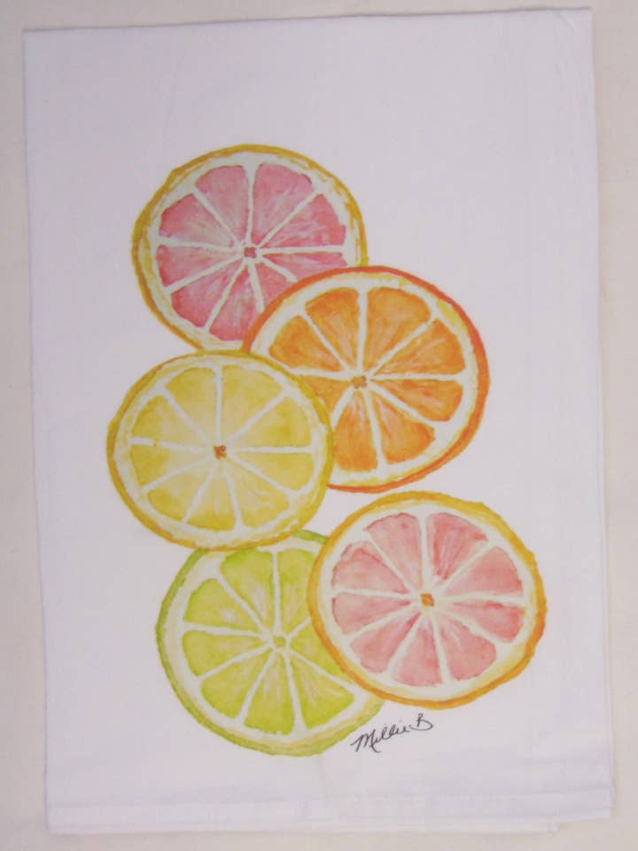 Serviette à farine blanche aux agrumes en édition limitée pour la vente par Lowcountry Linens