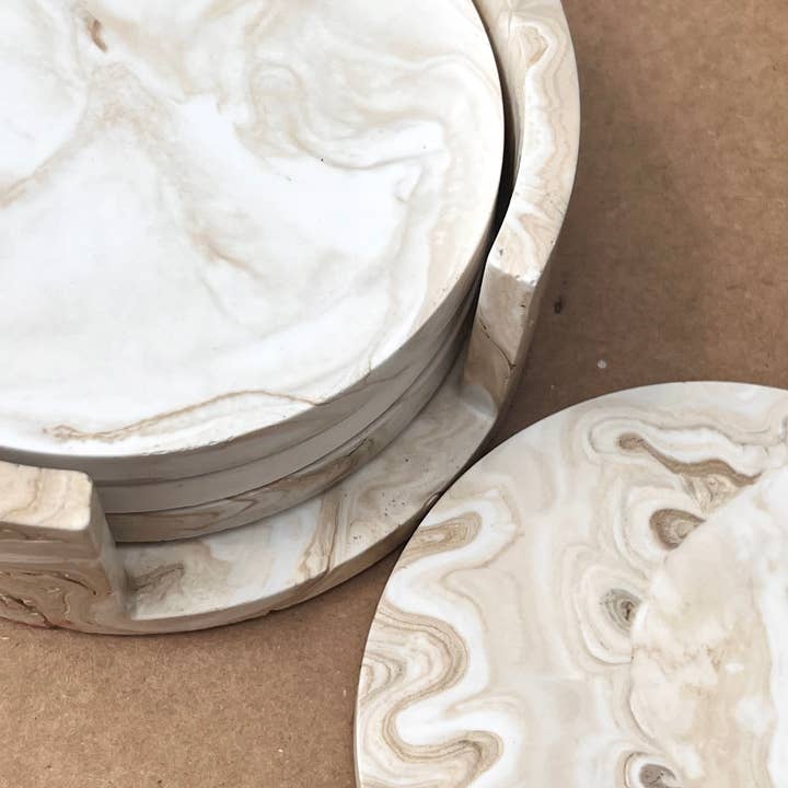 Bases de Copos em Mármore Natural - Toque de Ouro por atacado de pbtextures