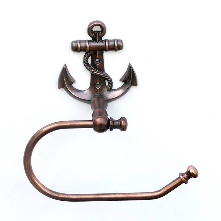 Antieke koperen anker handdoekhouder 10" voor wholesale door Hampton Nautical
