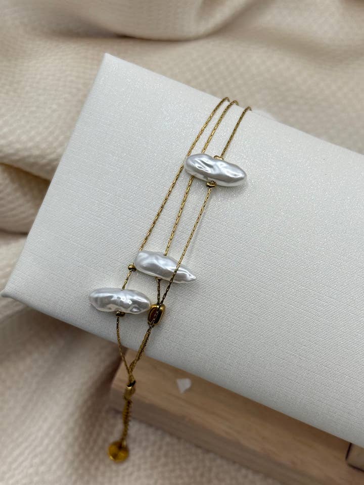 Tre små pärlor rostfritt stål armband för wholesale av YOLA