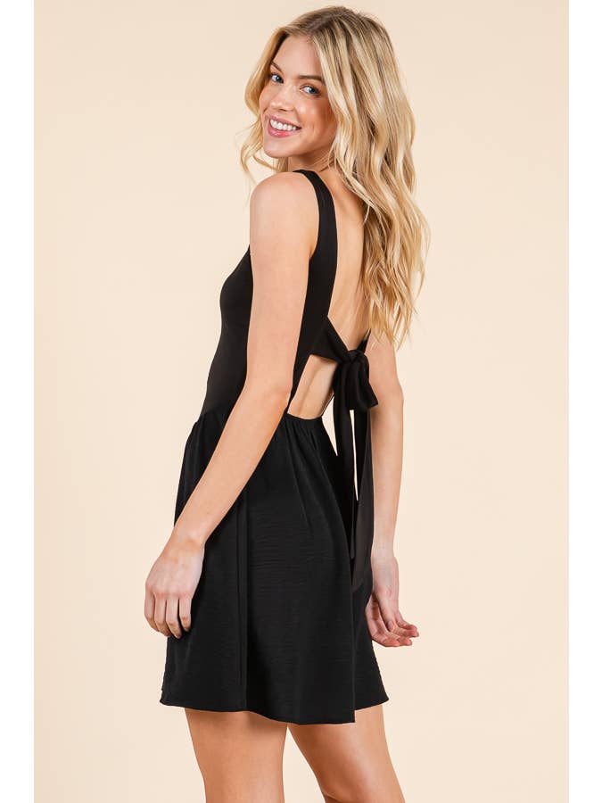 BLACK JD54475 - BACKLESS TIE MINI DRESS for wholesale on Faire2