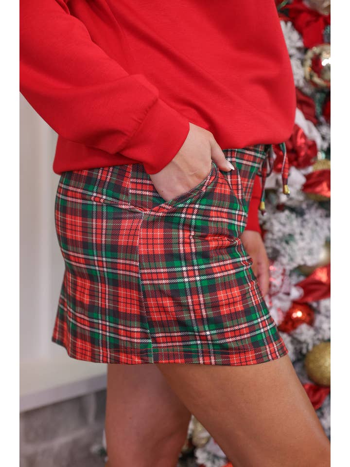 Red Christmas Plaid Skort for wholesale on Faire6