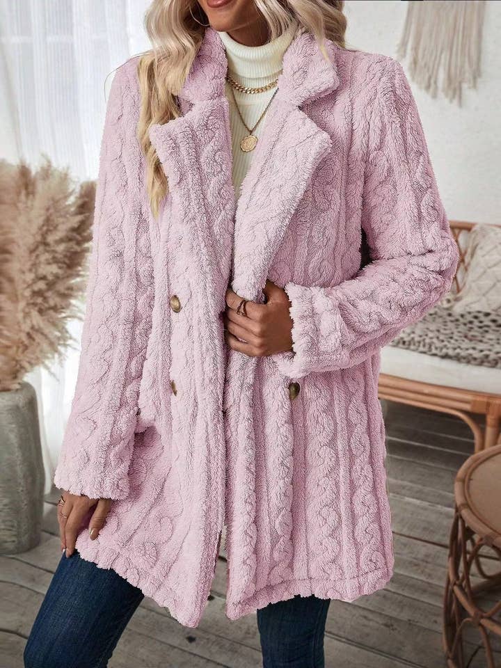 Miss Sparkling – Großhandel Pelz-/Kunstpelzmantel – Damen – Sherpa-Mantel mit langen Knöpfen auf der Vorderseite1