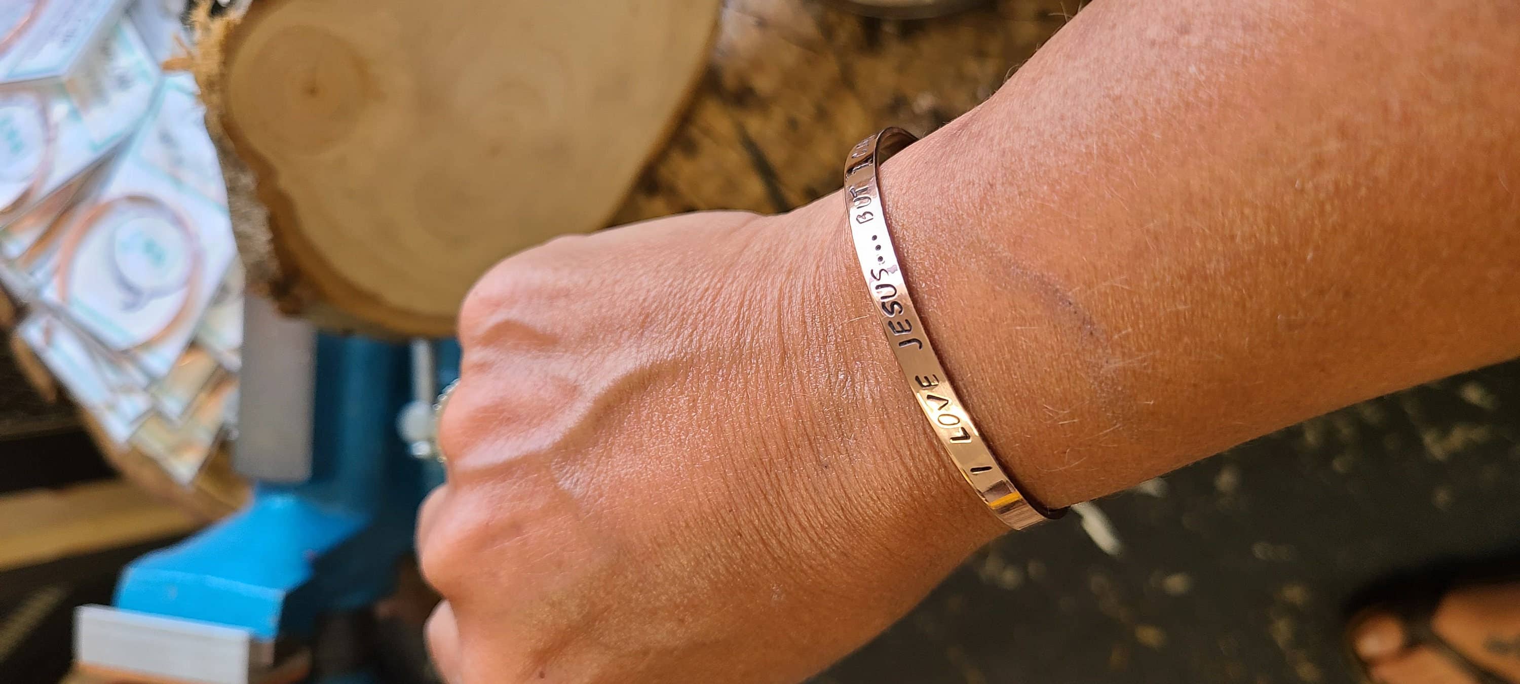 Silver Lining Studio – wholesale Cuff bracelet – I Love Jesus... but Cuss A Little Cuff Bangle Bracelet1