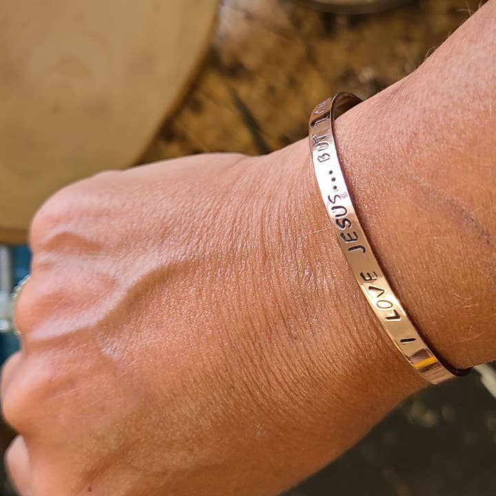 Silver Lining Studio – wholesale Cuff bracelet – I Love Jesus... but Cuss A Little Cuff Bangle Bracelet1