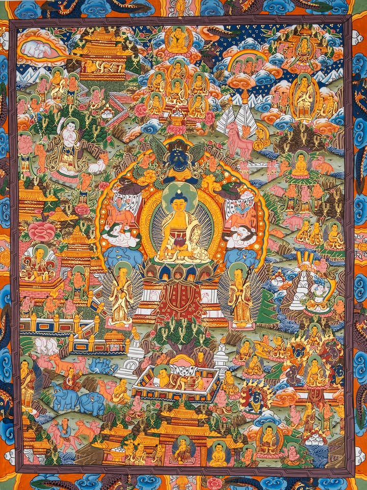 Sacred Buddha Life Thangka for wholesale by Lucky Thanka