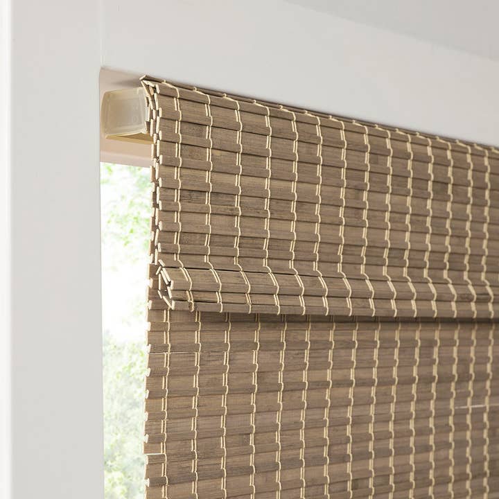 Olliix - Wholesale Curtain - Bamboo Light Filtering Roman Shade 64"L, Natural Ash