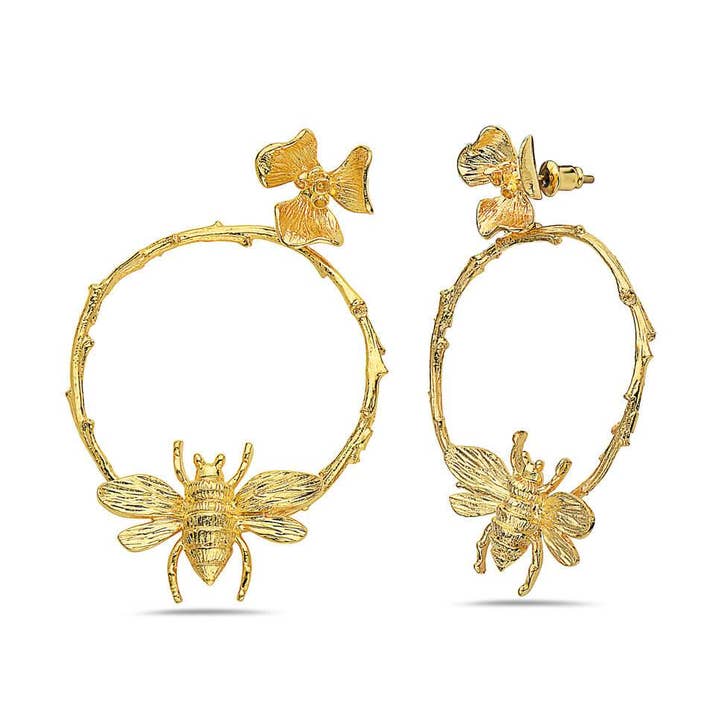 Oh Honey! Circle Bee Earrings for wholesale by Jewelry Fiesta