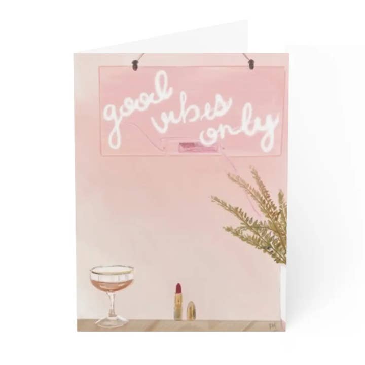 GOOD VIBES ONLY - Note Card for wholesale by Rebecca Illustrated